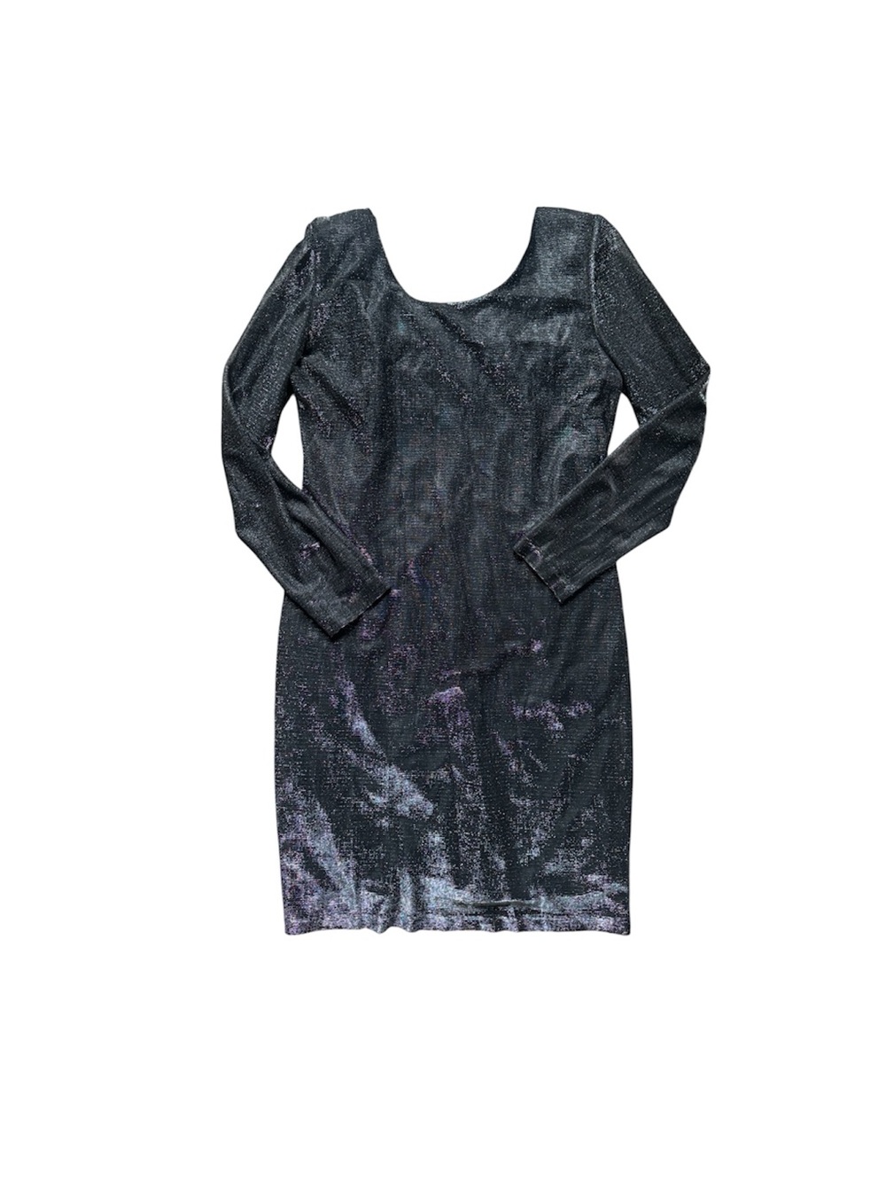 Molly Malloy Evening Shimmer Long-Sleeve Bodycon Dress - Black & Silver S